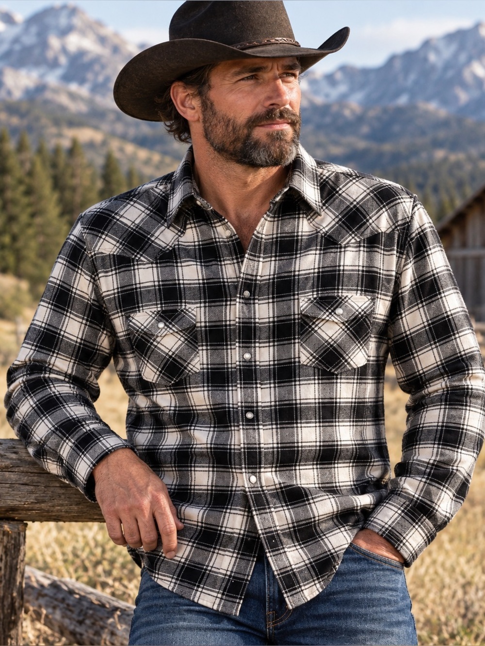 Eddie Bauer Shirt Mens 2XL Plaid Flannel Western Pearl Snap Cotton Ranch Outdoor